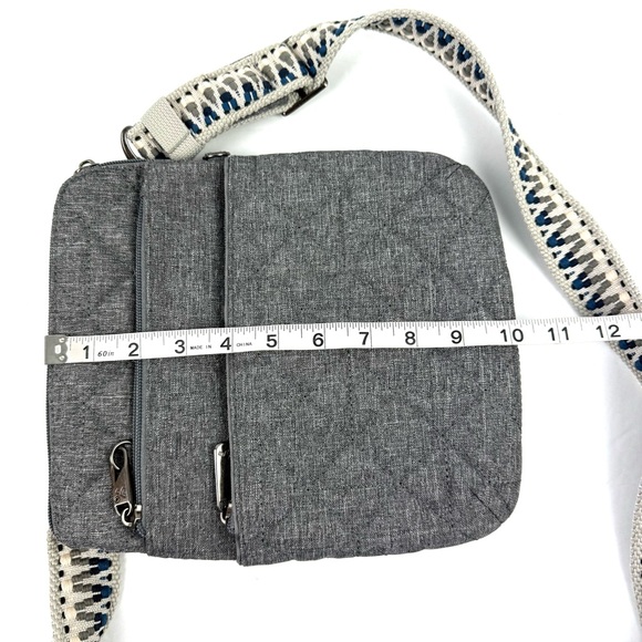 Travelon Boho Slim Crossbody Bag Gray Quilted Handbag Anti Theft Brand New‎ - Picture 8 of 11
